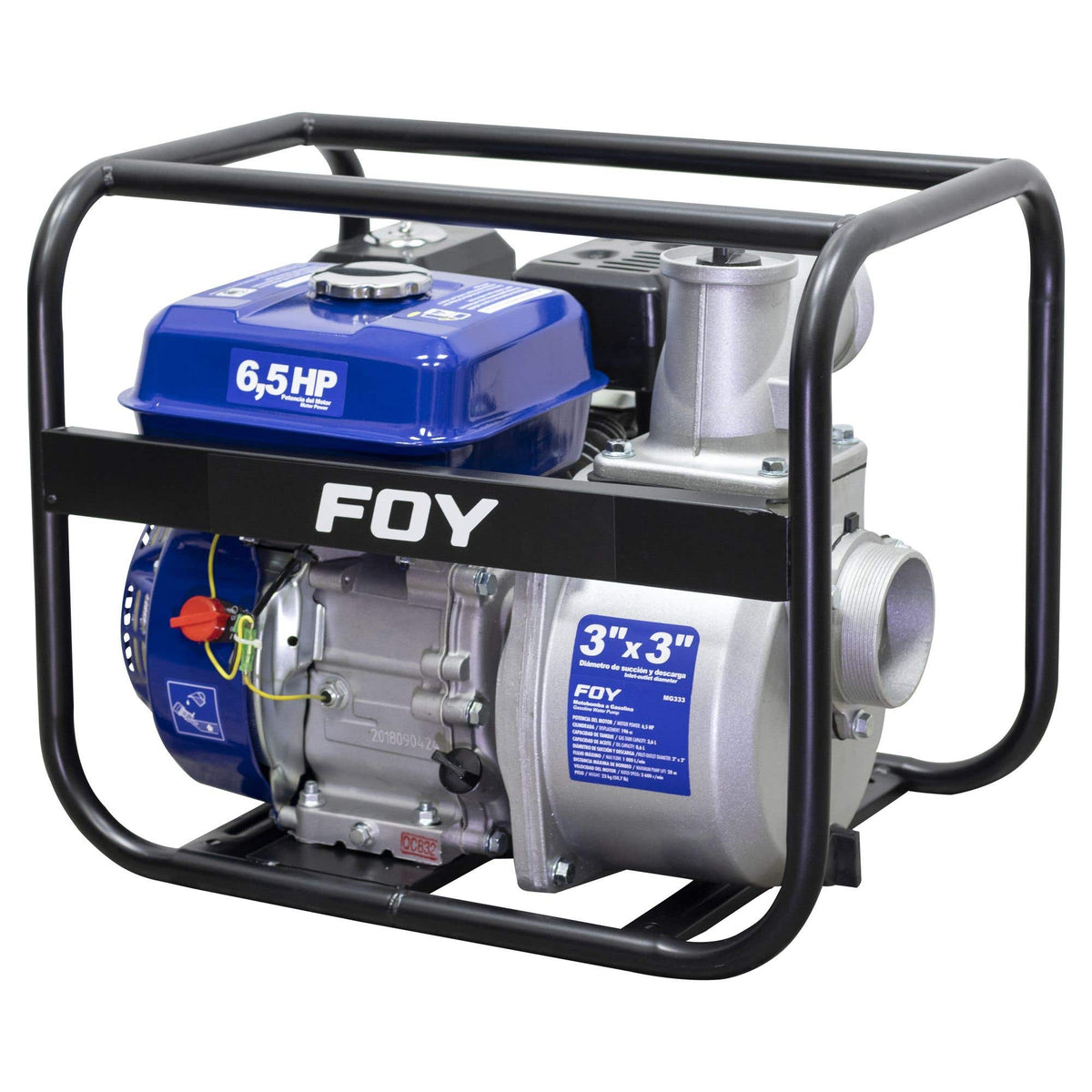 Motobomba A Gasolina Con Diámetro De Succión Y Descarga De 3 x 3, 6.5 HP, Foy MG333