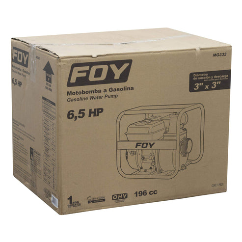 Motobomba A Gasolina Con Diámetro De Succión Y Descarga De 3 x 3, 6.5 HP, Foy MG333