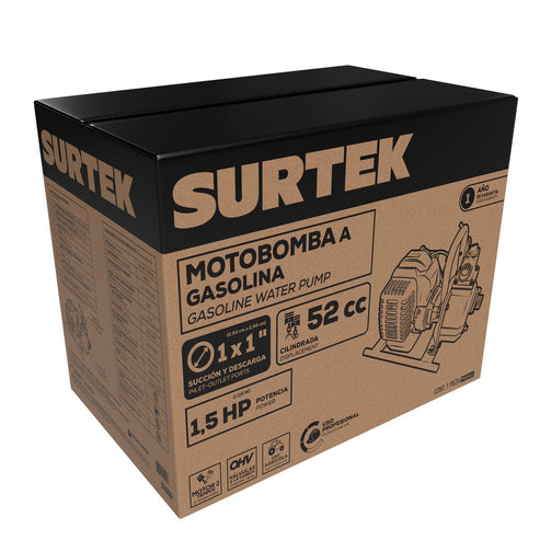 Motobomba A Gasolina Con Diámetro De Succión Y Descarga De 1x1, 1.5 HP, Surtek MG511
