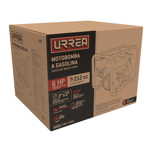 Motobomba A Gasolina Con Diámetro De Succión Y Descarga De 2 x 2, 6 HP, Urrea MG822