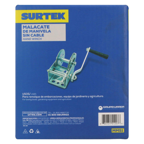 Malacate De Manivela Sin Cable 300 kg, Surtek MMS1