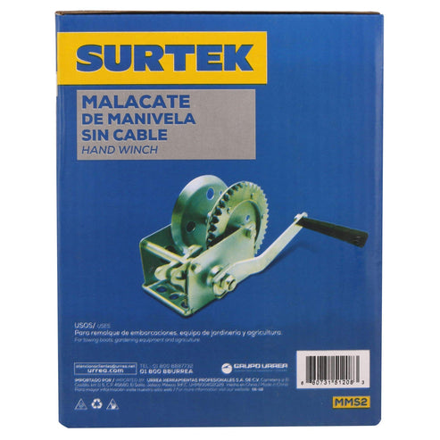 Malacate De Manivela Sin Cable 650 kg, Surtek MMS2