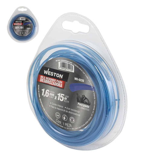 Hilo Redondo Para Desbrozadora En Blister 1.6mm X 15m - Azul | MS-0220