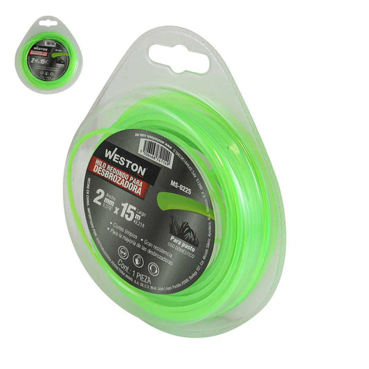 Hilo Redondo Para Desbrozadora En Blister 2.0mm X 15m - Verde | MS-0225