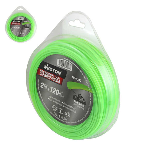 Hilo Redondo Para Desbrozadora En Blister 2.0mm X 120m - Verde | MS-0240