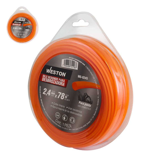Hilo Redondo Para Desbrozadora En Blister 2.4mm X 78m - Naranja | MS-0245
