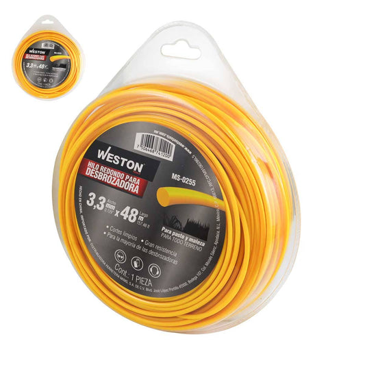 Hilo Redondo Para Desbrozadora En Blister 3.3mm X 48m - Amarillo | MS-0255