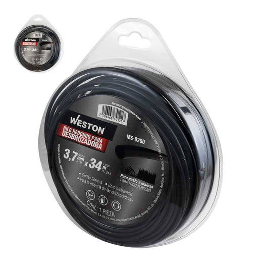Hilo Redondo Para Desbrozadora En Blister 3.7mm X 34m - Negro | MS-0260