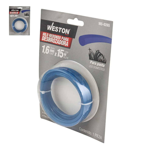 Hilo Redondo Para Desbrozadora En Blister 1.6mm X 15m - Azul | MS-0265