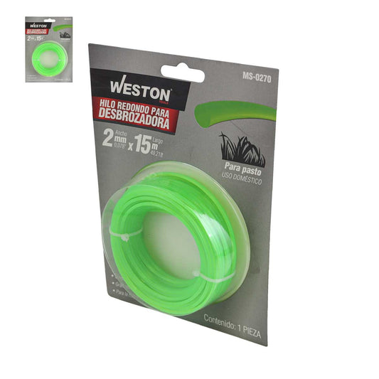 Hilo Redondo Para Desbrozadora En Blister 2.0mm X 15m - Verde | MS-0270