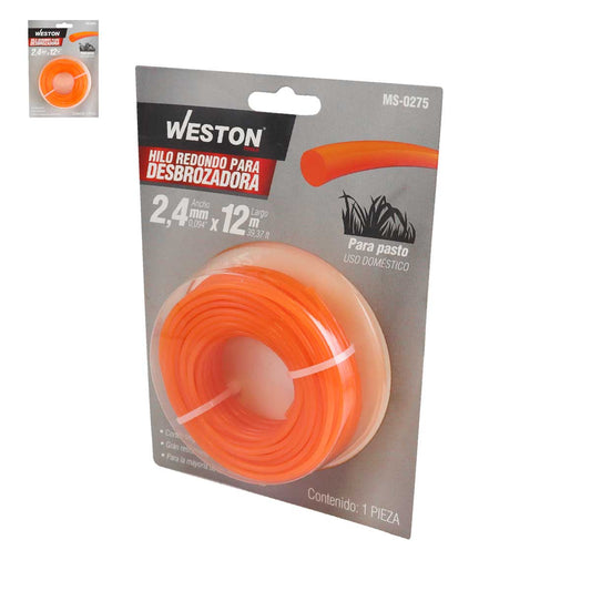 Hilo Redondo Para Desbrozadora En Blister 2.4mm X 12m - Naranja | MS-0275