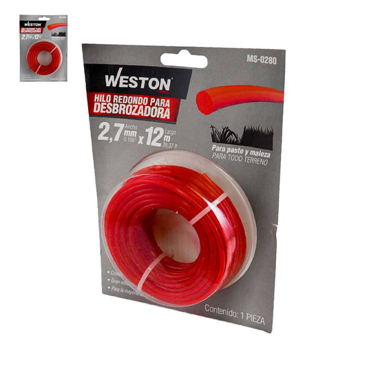 Hilo Redondo Para Desbrozadora En Blister 2.7mm X 12m - Rojo | MS-0280