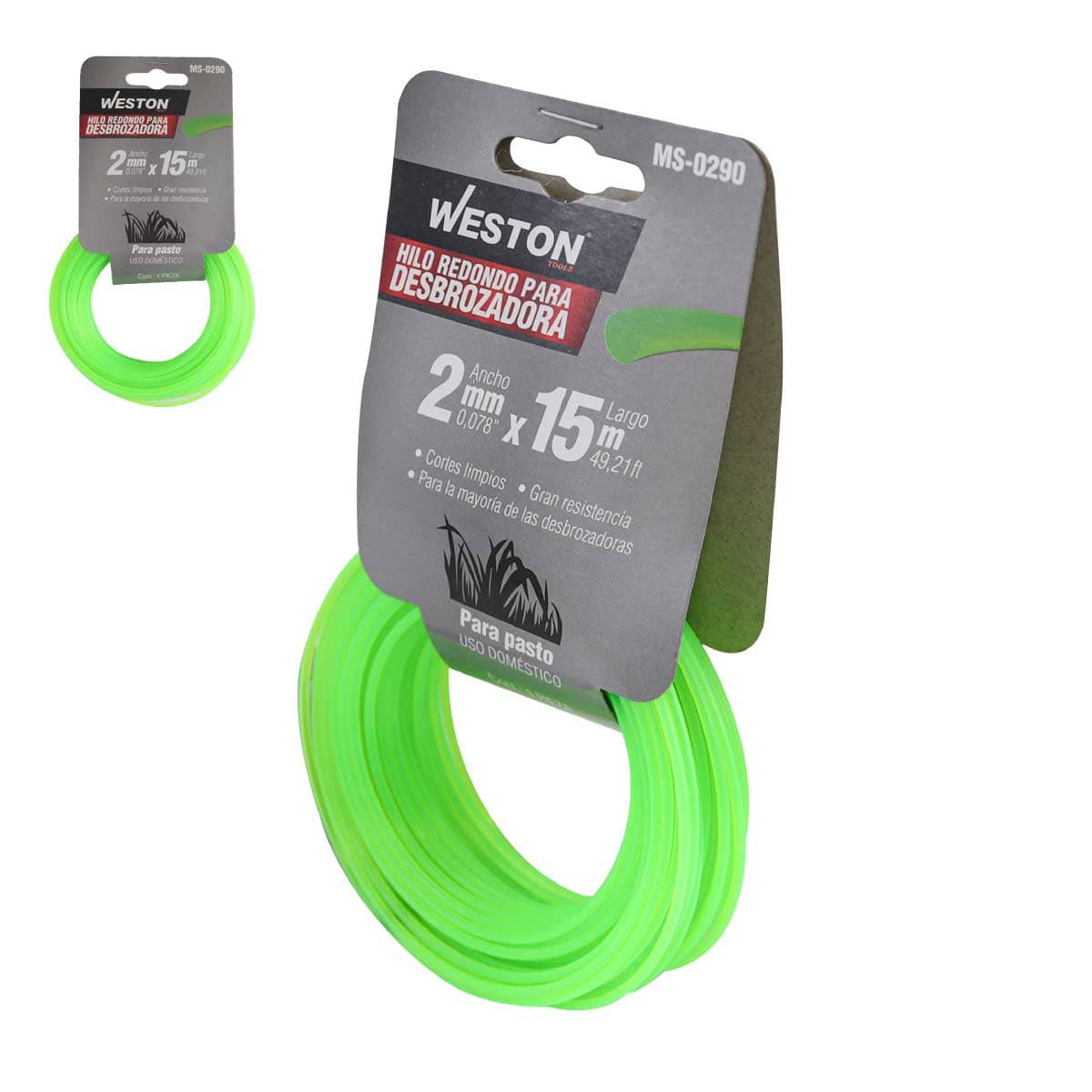 Hilo Redondo Para Desbrozadora En Caballete 2.0mm X 15m - Verde | MS-0290