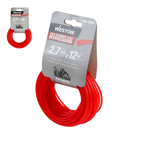 Hilo Redondo Para Desbrozadora En Caballete 2.7mm X 12m - Rojo | MS-0300