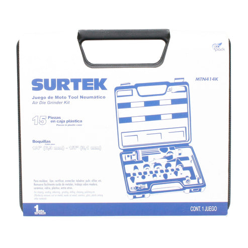 Juego De Moto-Tool Neumático Recto Con Accesorios, 1/4, Surtek MN414K