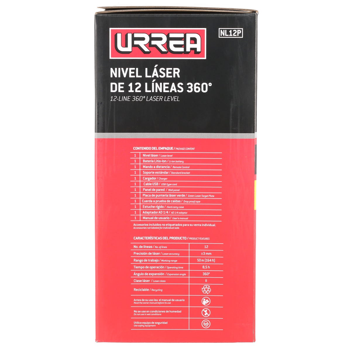 Nivel Láser 12 Líneas 360°, Pantalla LCD, Urrea NL12P