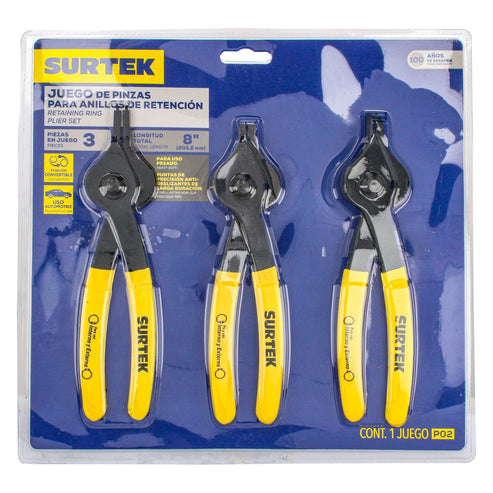 Juego De Pinzas Para Anillos De Retención Convertibles, 3 Piezas, Surtek P02