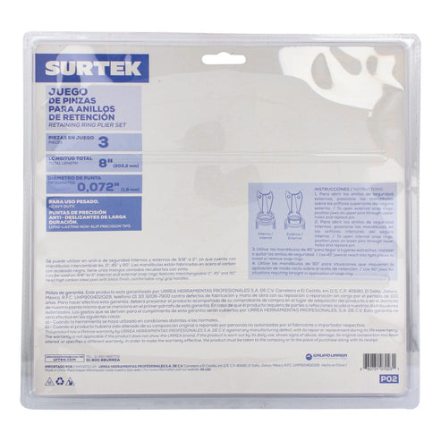 Juego De Pinzas Para Anillos De Retención Convertibles, 3 Piezas, Surtek P02