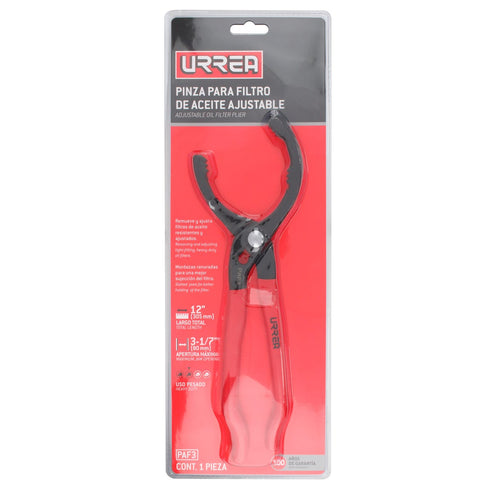 Pinza Ajustable Para Filtros De Aceite 2-23/64 A 3/17 De 12, Urrea PAF3