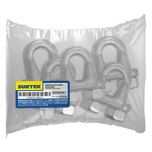 Perro De Acero Forjado Para Cable De Acero 1/4, Surtek PER3DF