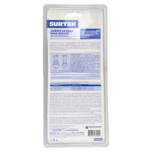 Pinza Para Anillos De Retención Con Cabeza Intercambiable, 5 Piezas, Surtek PFR01