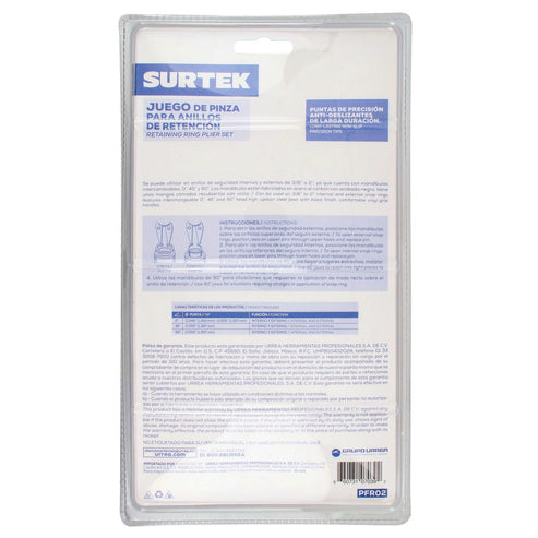 Pinza Para Anillos De Retención Con Cabeza Intercambiable, 3 Piezas, Surtek PFR02