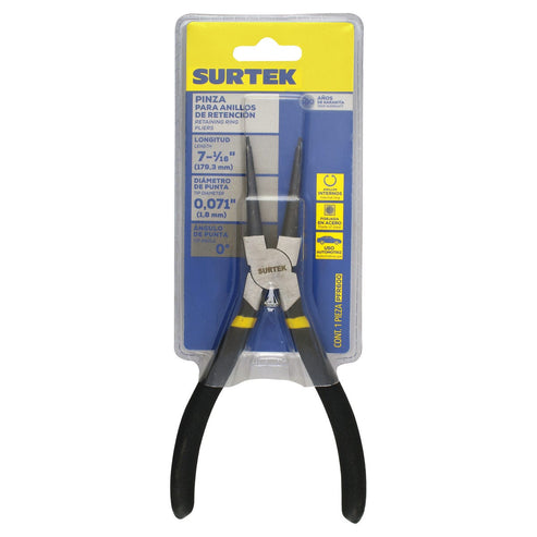 Pinza Para Anillos De Retención Con Doble Mango De Vinil Fijas Tipo Interno Ángulo De 0°, Surtek PFR600