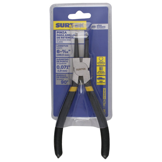 Pinza Para Anillos De Retención Con Doble Mango De Vinil Fijas Tipo Interno Ángulo De 90°, Surtek PFR6090