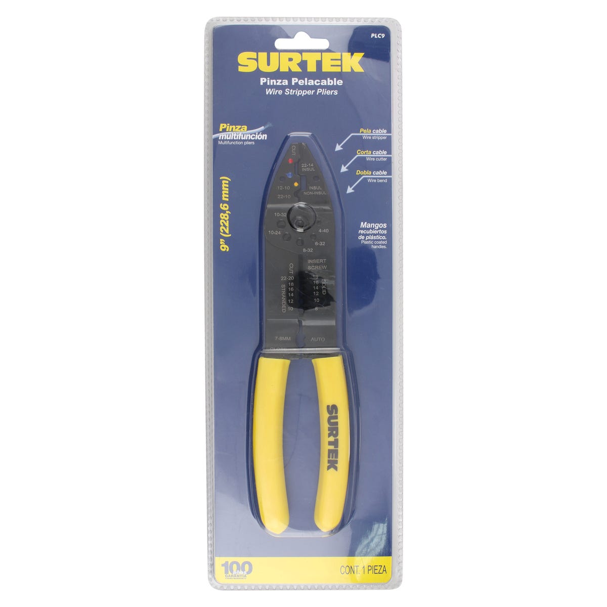 Pinza Pelacable 10-24 AWG De 9, Surtek PLC9