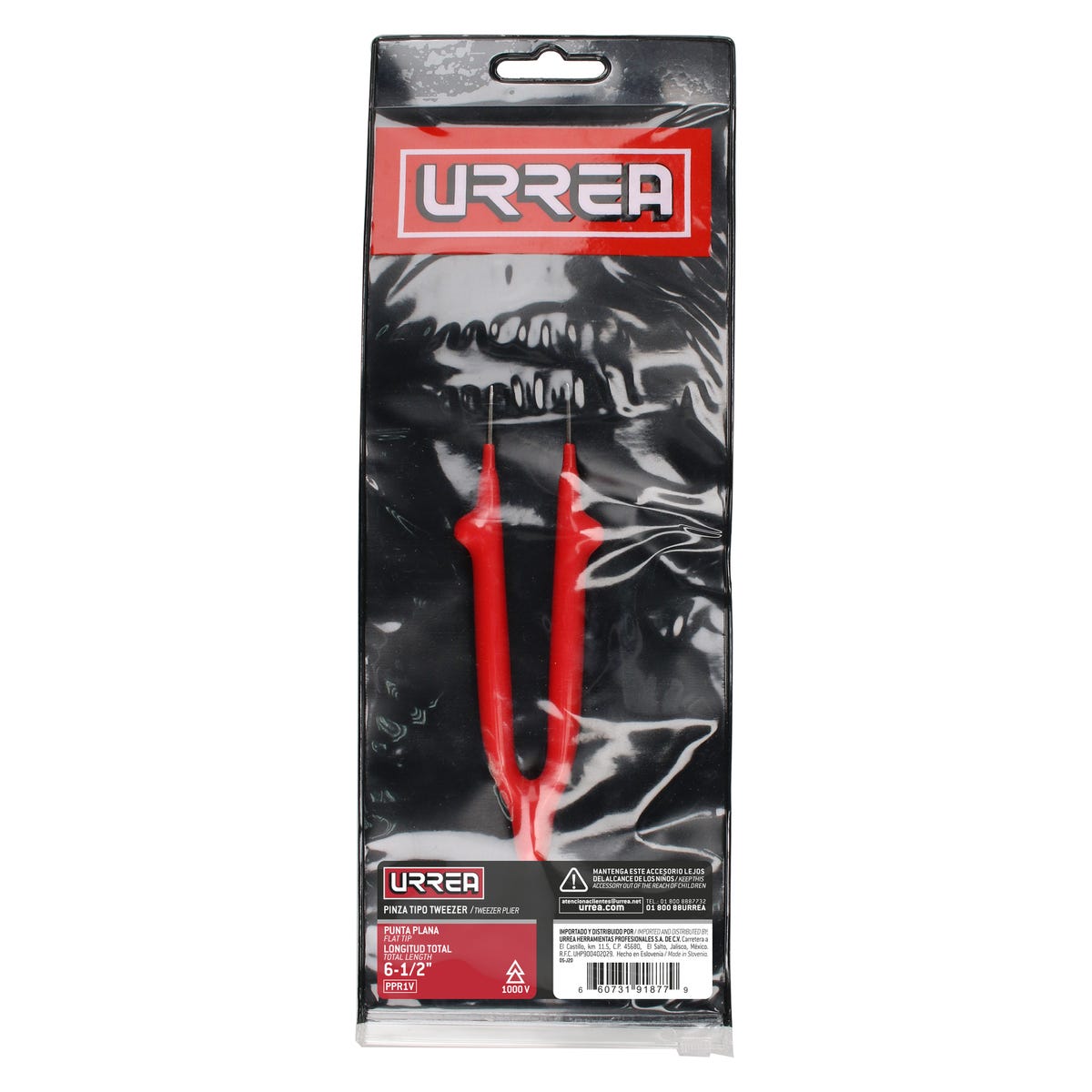 Pinza De Precisión De 1000 V De Punta Recta, 6-1/2, Urrea PPR1V