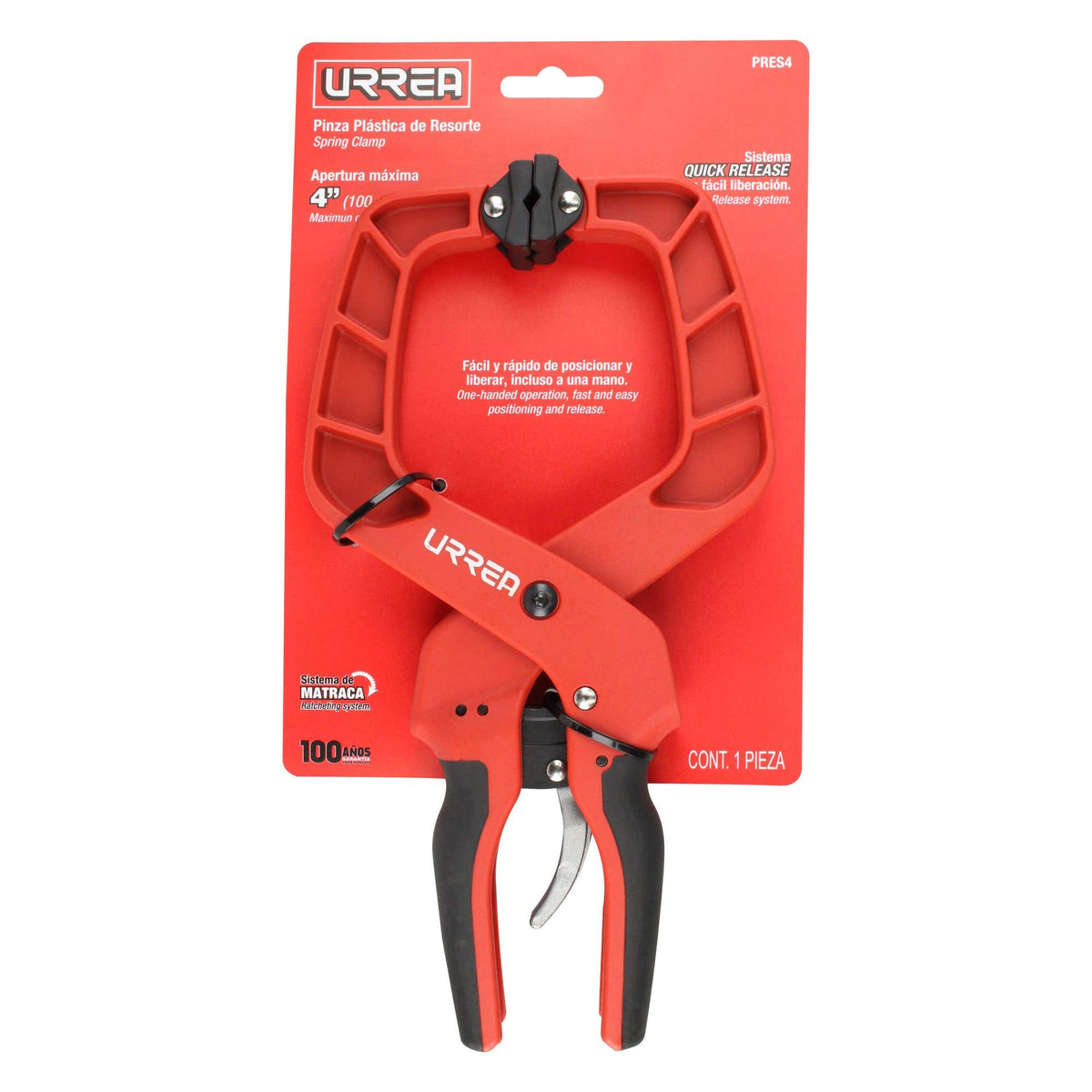 Prensa Plástica De Resorte Quick Release 4, Urrea PRES4