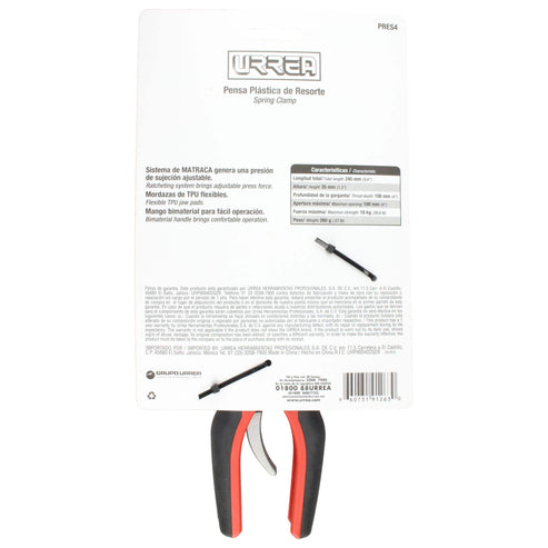 Prensa Plástica De Resorte Quick Release 4, Urrea PRES4
