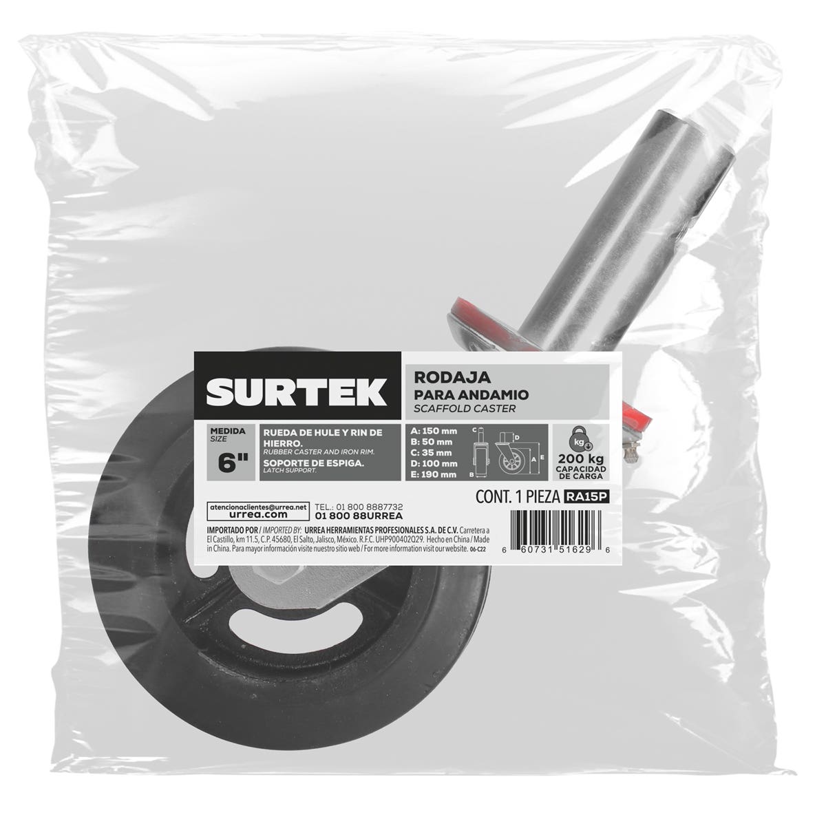 Rodaja De Hule Para Andamio 6, Surtek RA15P