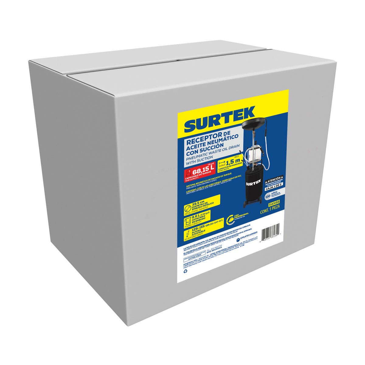 Receptor De Aceite Con Succión 68 Lt, Surtek RAN68