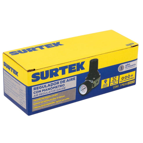 Regulador De Aire Con Manómetro 150 PSI, Surtek REG15