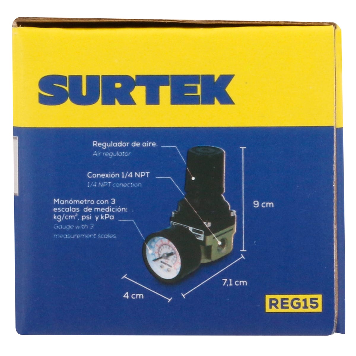 Regulador De Aire Con Manómetro 150 PSI, Surtek REG15