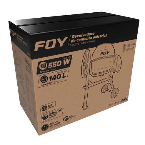 Revolvedora De Cemento Eléctrica 140 Lt, 0.8 HP, Foy REL31