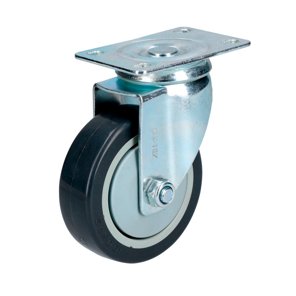 Rodaja De Poliuretano Negro Giratoria 4, Surtek RG10G