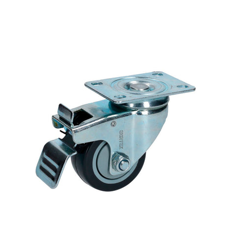 Rodaja De Poliuretano Negro Giratoria Con Freno 3, Surtek RG7B