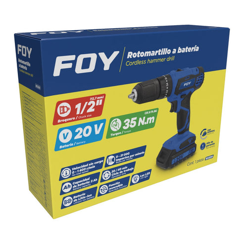 Rotomartillo De Impacto 1/2 A Batería Litio-Ion 20 V, 35 Nm, Foy RI320