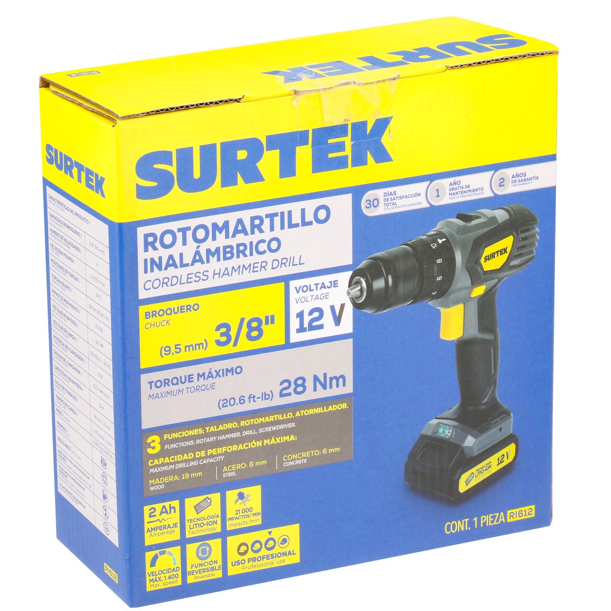 Rotomartillo De Impacto 3/8 A Batería Litio-Ion 12 V 28 Nm, Surtek RI612
