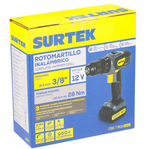 Rotomartillo De Impacto 3/8 A Batería Litio-Ion 12 V 28 Nm, Surtek RI612