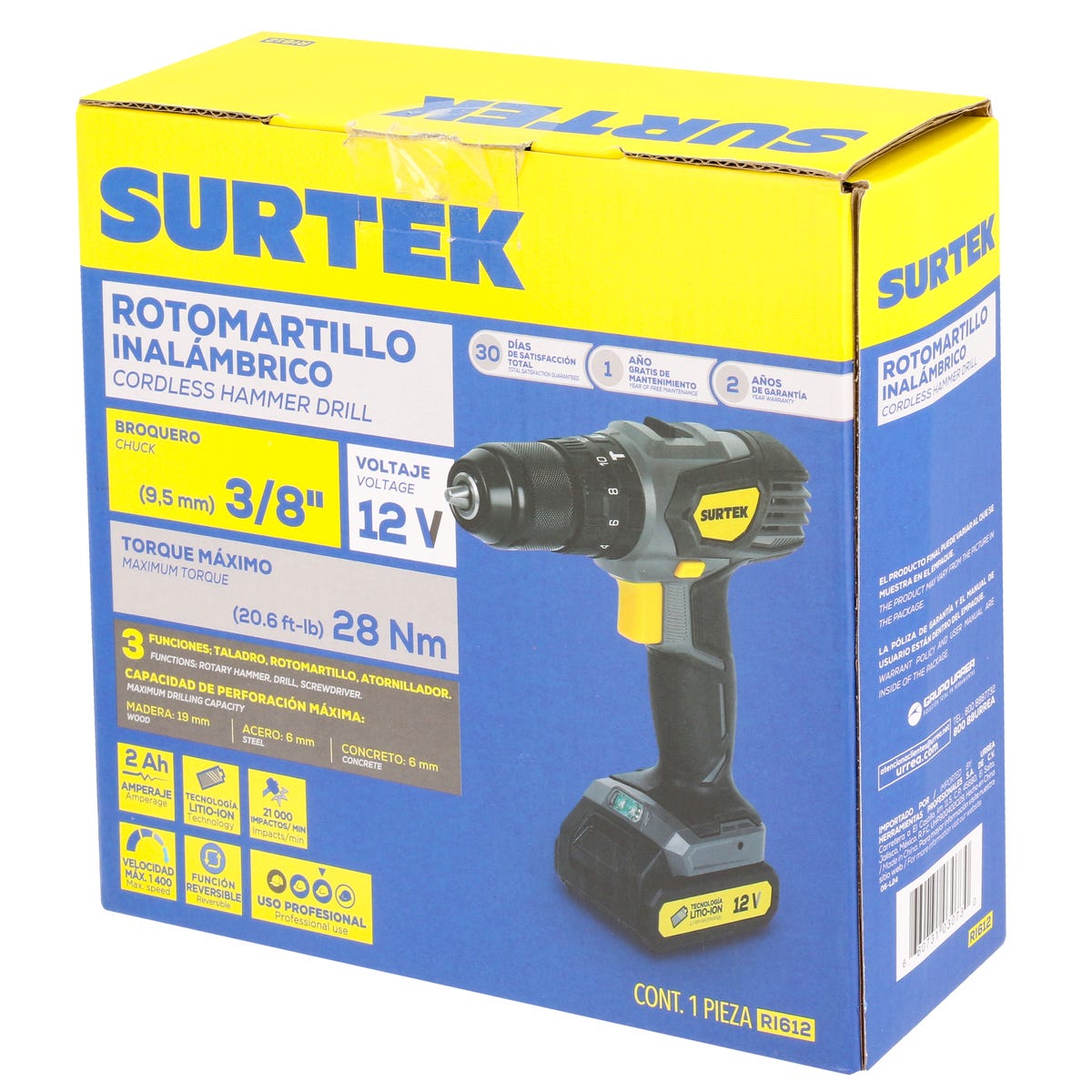 Rotomartillo De Impacto 3/8 A Batería Litio-Ion 12 V 28 Nm, Surtek RI612