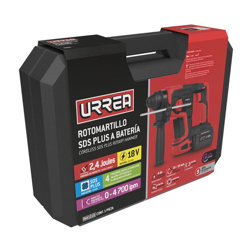 Rotomartillo De Impacto 1/2 SDS Plus A Batería Litio-Ion 18 V, Urrea RMI1018