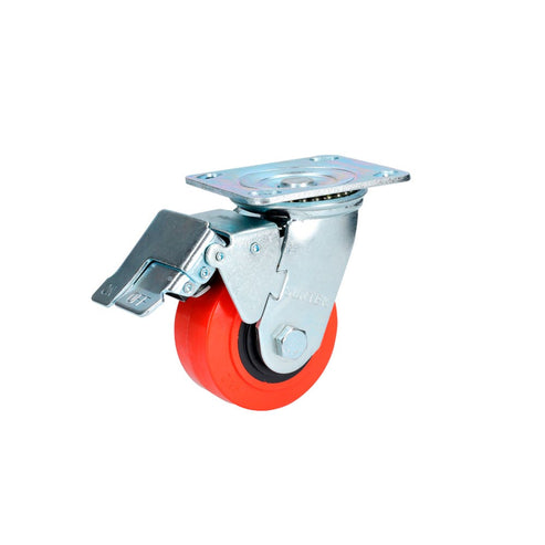 Rodaja De Poliuretano Rojo Giratoria Con Freno 4, Surtek RR10B