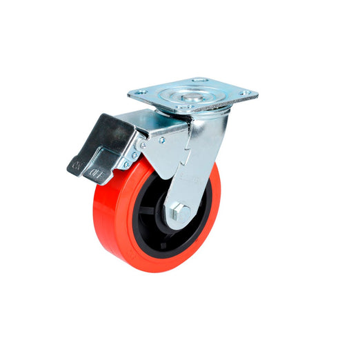 Rodaja De Poliuretano Rojo Giratoria Con Freno 6, Surtek RR15B