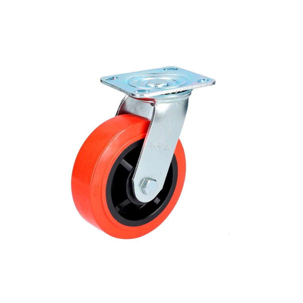 Rodaja De Poliuretano Rojo Giratoria 6, Surtek RR15G