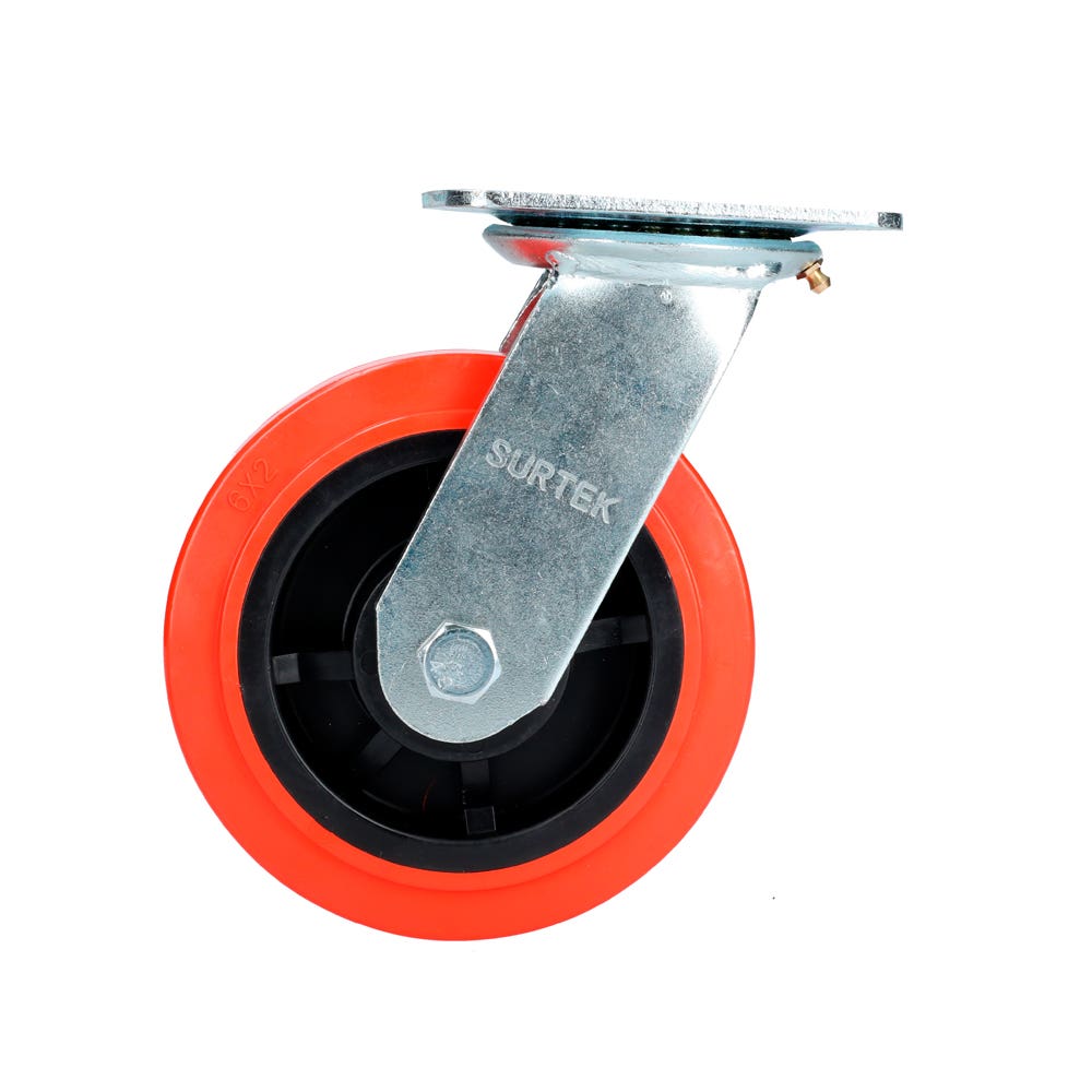 Rodaja De Poliuretano Rojo Giratoria 6, Surtek RR15G