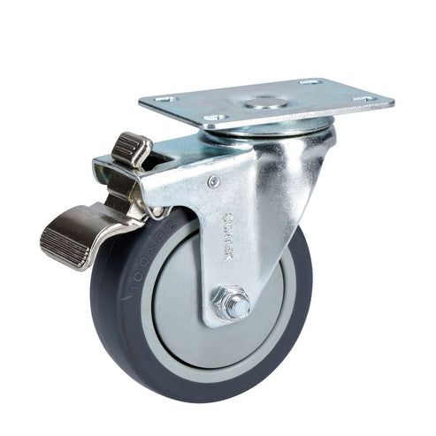 Rodaja De TPR Gris Giratoria Con Freno 4, Surtek RT10B