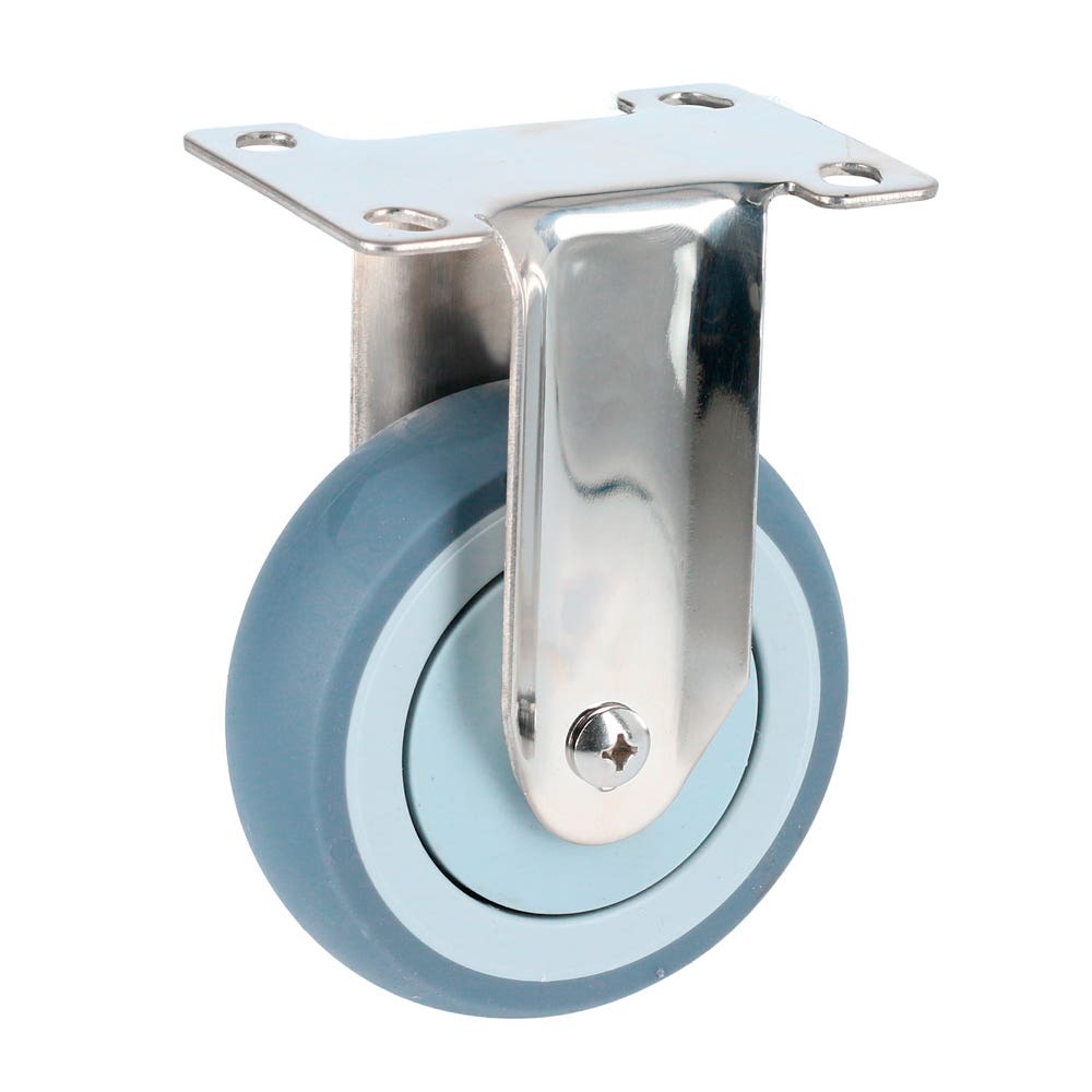 Rodaja De TPR Gris Con Herrajes De Acero Inoxidable Fija 4, Surtek RTI10F